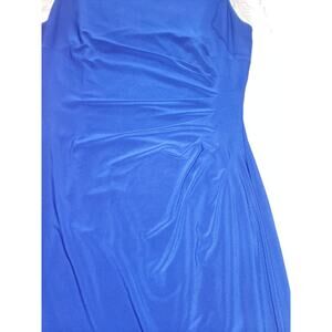 Anne Klein Royal Blue Draped Ruched Lined Midi Dress SZ 8